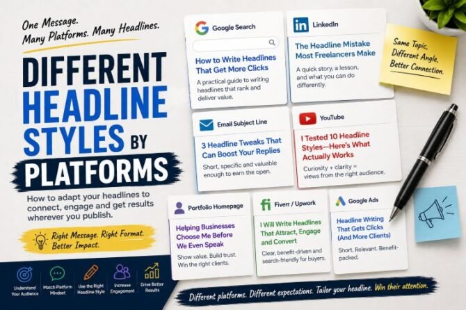 different headline styles by platforms