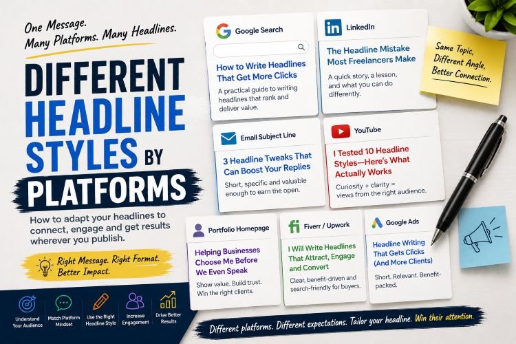 different headline styles by platforms